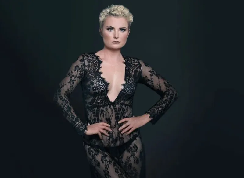 Boudoir photo of a woman wearing lace lingerie